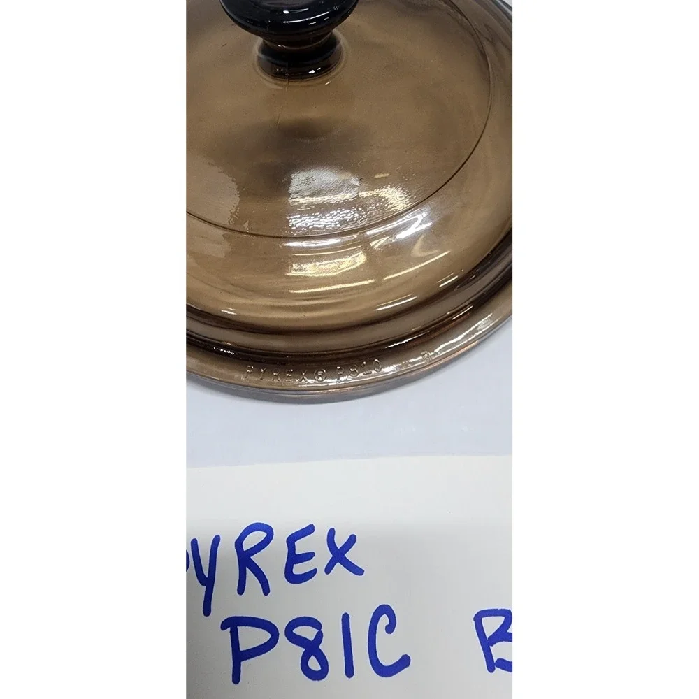 P-81-C Pyrex Amber Glass Round 6 Inch Replacement Lid w/Knob